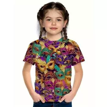 2025 Повседневный цветочный 3D принт Модные забавные футболки для девочек Летние повседневные футболки с короткими рукавами Топы Футболка 100