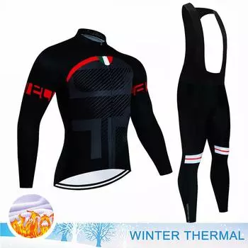 2025 Pro Warm Winter Thermal Fleece Велосипедные майки Комплекты Мужские для езды на открытом воздухе MTB Ropa Ciclismo Bib Pants Set Велосипедная одежда M