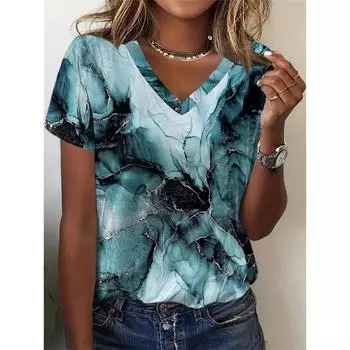 2025 Простая женская футболка с 3D-принтом, повседневная модная женская одежда, футболка для женщин, повседневная футболка с коротким рукавом S