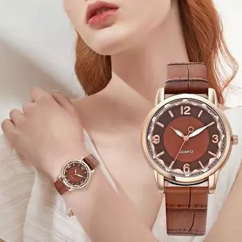 2025 Простые винтажные классические двухцветные стильные женские часы с циферблатом, повседневные наручные часы из кожи с браслетом из кварца