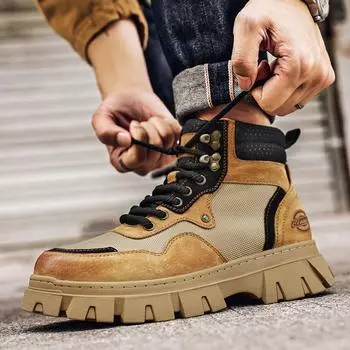 2025 прямая трансляция хит продаж универсальные мужские ботинки Martin для отдыха на природе осенне-зимние кожаные хлопковые утолщенные туфли на платформе 39 чёрный