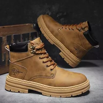 2025 Рабочая защитная обувь Мужские ботинки на высоком каблуке Ботильоны коричневые повседневные кроссовки из натуральной кожи мужские мотоциклетные ботинки Ботинки мужские 39US65