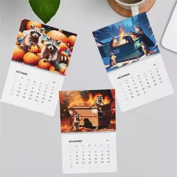 2025 Raccoon Dumpster Fire Calendar 2025 Dumpster Raccoon Wall Calendar Monthly Calendar Cute 12 Month Spiral Planner Calendar wall calendar