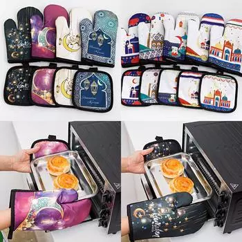 2025 Рамадан Украшение для выпечки, анти-жаркие перчатки, коврик для духовки, Ид Мубарак, мусульманский Ид Рамадан Карим, украшение для домашней кухни