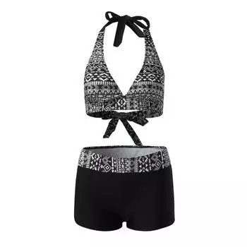 2025 раздельный купальник боксеры высокая талия раздельный бикини консервативный страпон купальник S