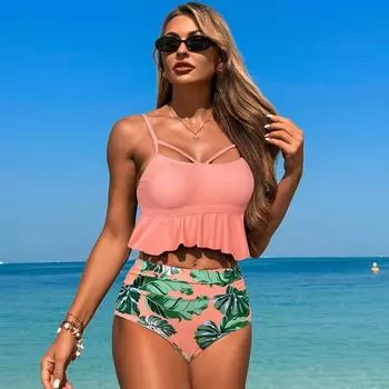 2025 раздельный женский купальник бикини новый купальник бикини купальник горячие весенние женщины S чёрный