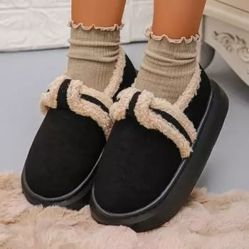 2025 retro foreign trade thick-soled winter non-slip warm lamb wool casual home comfortable couple snow boots 36 коричневый