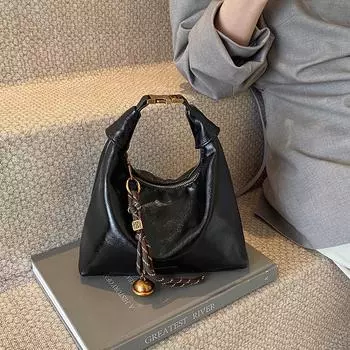 2025 Ретро Мягкая Кожаная Сумка Для Пельменей: Модная женская осенняя сумка-мессенджер через плечо. 23*8*23 cm