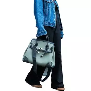 2025 Ретро Высококачественная контрастная цветная холщовая женская сумка через плечо большой вместимости 40x15x31 cm хаки