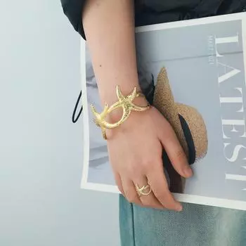 2025 Ретро-звезда Золотой и Серебряный Браслет Кольца Набор для Женщин - Персонализированные Украшения серебряный