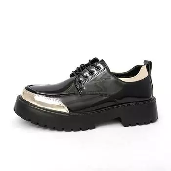 2025 Роскошные Золотые Мужские Кожаные Туфли Офисные Повседневные Деловые Туфли Мужские Легкие Платформа Мужские Оксфорды Chaussures Homme 39