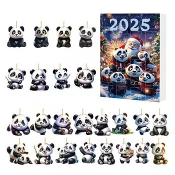 2025 Рождественский Панда Адвент-календарь Мультяшный 2D Акриловый Подвеска Панда Календарь Обратного Отсчета Многофункциональные Домашние Украшения D