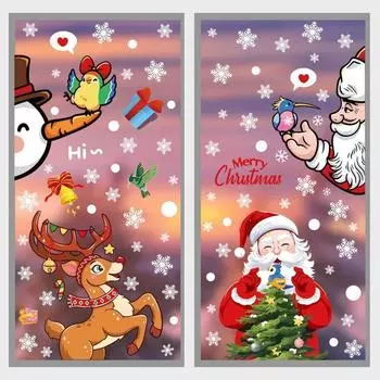 2025 Съемная Рождественская ПВХ Статическая Наклейка Санта-Лось Наклейки на окна Украшение Снежинки Наклейки на стены Новогодняя вечеринка Стекло Паста