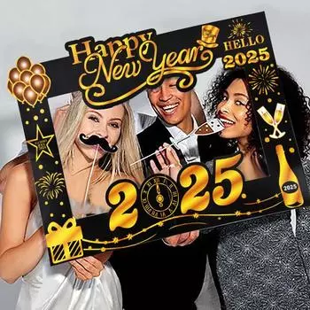 2025 С Новым годом бумажные очки фоторамка воздушный шар рождественская бумажная фотобудка реквизит украшение новогоднее вечернее украшение