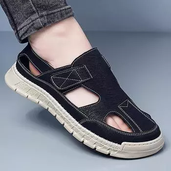 2025 сандалии мужские летние дышащие сандалии с отверстием для головы полая мягкая подошва спортивные сандалии для вождения пляжные сандалии для ходьбы 2506 38 жёлтый