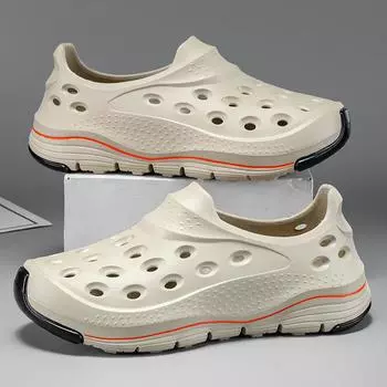 2025 sandals men s hole shoes summer new non-slip sports hollow men s and women s rafting beach creek shoes 36 чёрный