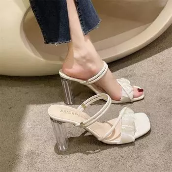2025 sandals women s new summer Internet celebrity Korean fashion thick heel fashion fairy style with skirt slippers 34