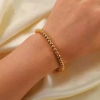2025 Sense Classic Retro Titanium Steel Plated 18K Gold Full Steel Ball Simple Atmospheric Bracelet Womens Jewelry, Fashion золотой