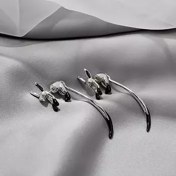 2025 Серебряные игольчатые французские серьги в форме лисьего хвоста: Стильные длинные украшения для ушей серебряный