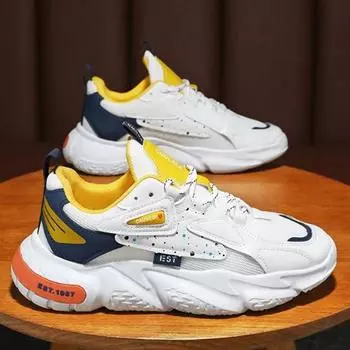 2025 сетчатая дышащая обувь для отдыха на природе мужская летняя мужская повседневная обувь мужская кроссовки с толстой подошвой 39 оранжевый