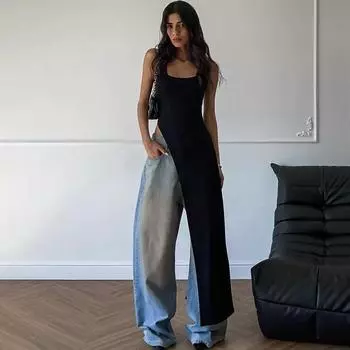 2025 Сексуальное платье без рукавов с высоким разрезом сбоку, однотонное, с открытой спиной, женские миди-платья, летняя вечеринка, клуб, уличная одежда, одежда Y2K S