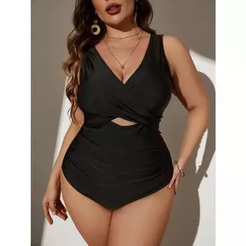 2025 сексуальный сплошной купальник большого размера с бретельками, женский купальник с пуш-апом, полый, слитный, с открытой спиной, летний большой купальный костюм 0XL