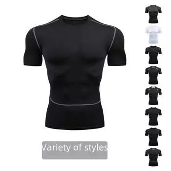2025 Slim Fit Быстросохнущая дышащая компрессионная футболка для йоги XXL
