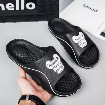 2025 slippers men s summer breathable trend outer wear thick bottom non-slip stepping on shit feeling couple outdoor leisure sandals 40