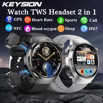 2025 Смарт-часы 2 в 1 с наушниками Смарт-часы Bluetooth Звонки Мужские часы NFC GPS Трек Монитор сердечного ритма Воспроизведение музыки Смарт-часы