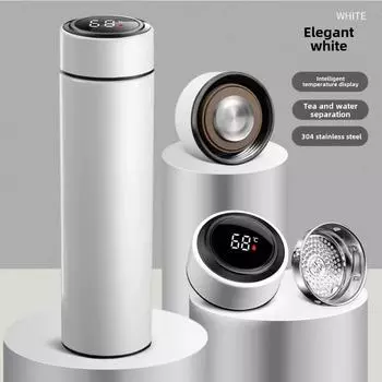 2025 Smart Thermos Cup LED Touch Digital Display Температура Водяная Чашка Из Нержавеющей Стали Высокий Внешний Вид Уровень Разделения Чая Чашка 500ml белый