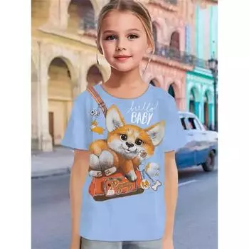 2025 Смешные животные 3D принт кошки футболки для девочек фестиваль вечеринка мода короткие рукава топы повседневные футболки одежда для девочек 100