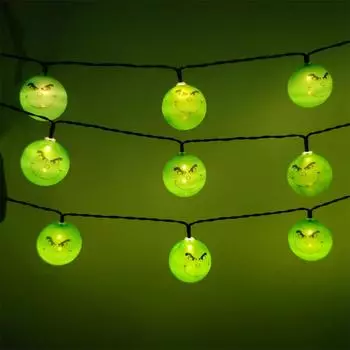 2025 Солнечные гирлянды, уличные забавные зеленые шарообразные гирлянды, водонепроницаемые, работающие на солнечной энергии для Хэллоуина, рождественского декора 695 5M 20LED теплый белый