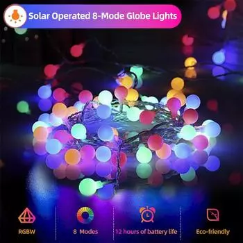 2025 Солнечный глобус гирлянды уличные водонепроницаемые шаровые гирлянды меняющие цвет звездные гирлянды для сада 452 5M 20LED