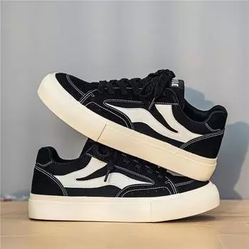 2025 spring and autumn breathable men s shoes three times vulcanized board shoes men s platform sports four seasons casual retro dad shoes 39 чёрный
