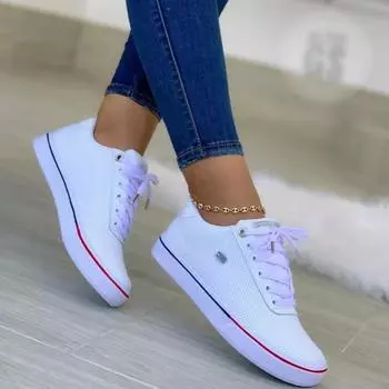 2025 spring and autumn large size new front lace-up casual round head light mouth thick sole solid color sports shoes women 36 белый