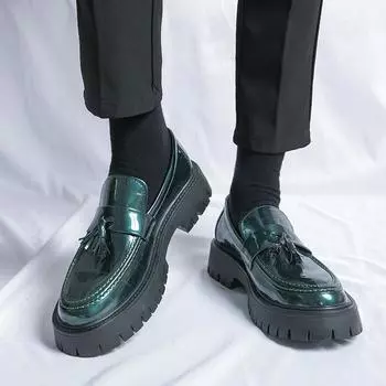 2025 spring and autumn men s new leather shoes size 38-46 big head shoes large size thick-soled leather shoes 38 чёрный