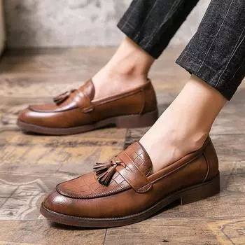 2025 spring and autumn men s shoes business men s casual leather shoes British fashion foot shoes leather shoes 38