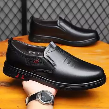 2025 spring and autumn new casual men s shoes Korean version men s lace-up business casual shoes men s leather shoes flat heel single shoes le 38