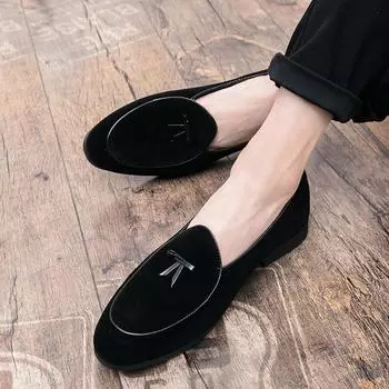 2025 spring and autumn new Doudou shoes men s casual shoes British shoes fashion lazy driving shoes men s shoes 38 чёрный