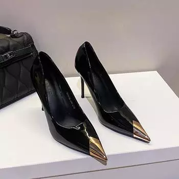 2025 spring and autumn new high heels women s thin heels sexy light mouth fashion single shoes metal pointed light luxury temperament fashion 35