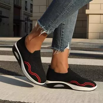 2025 spring and autumn new knitted low-top large-size fashion color matching sports women s platform casual shoes 36 красный