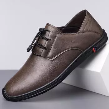 2025 spring and autumn new Korean version of daily casual leather shoes men s soft-soled soft-faced foot shoes men s dad shoes 6168 38 чёрный