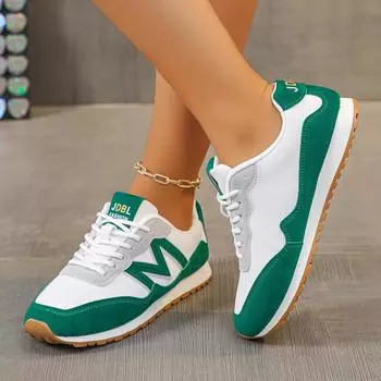 2025 spring and autumn new large size fashion trend versatile outdoor lace-up casual single shoes women s cross 35 зелёный