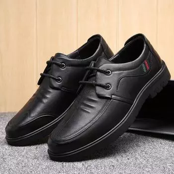 2025 spring and autumn new leather shoes men s leather soft-soled business casual shoes middle-aged and elderly first-layer cowhide soft-fa 38