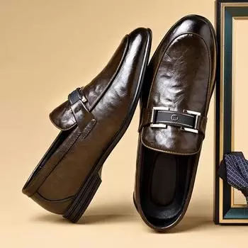 2025 Spring and Autumn New Men s Business Casual Leather Shoes Men s Hand Grab Fashion Foot Sleeves British Men s Shoes 2305 38 чёрный