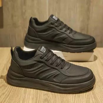 2025 spring and autumn new men s shoes simple and versatile casual shoes men s sports shoes leather travel shoes driving shoes 39 чёрный