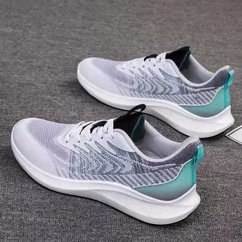 2025 spring and autumn new men s shoes flying woven casual sports shoes student travel shoes foreign trade single shoes comfortable running shoes men 39