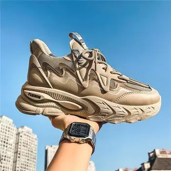 2025 spring and autumn new men s shoes Korean version of trendy dad shoes men s casual sports shoes Harajuku trendy shoes 39 хаки