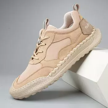 2025 spring and autumn new men s sewn shoes, breathable low-top casual shoes, suede platform shoes 38