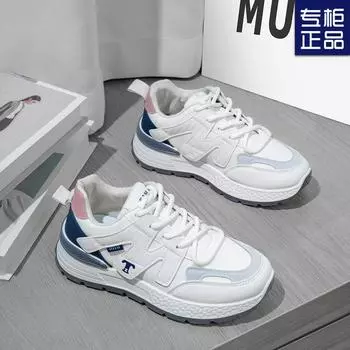 2025 spring and autumn new popular thick-soled Forrest Gump dad shoes women s little white shoes lightweight soft-soled versatile casual sports shoes 35 синий